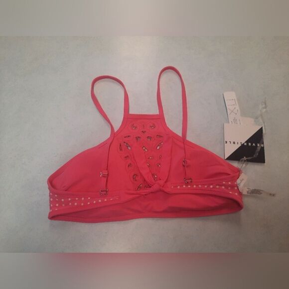 VERA BRADLEY REVERSIBLE PINK POLKA DOT SWIM TOP S - Picture 2 of 4